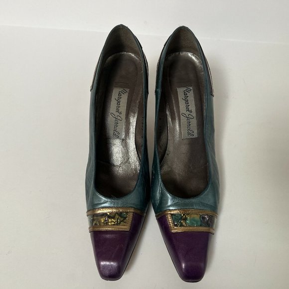 Vintage Margaret Jerrold Colorblock Pumps Heels Shoes Leather Spain Size 9 M - Picture 2 of 9